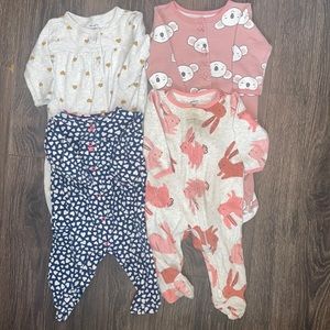 Carters 6 month footed pj set of 4.